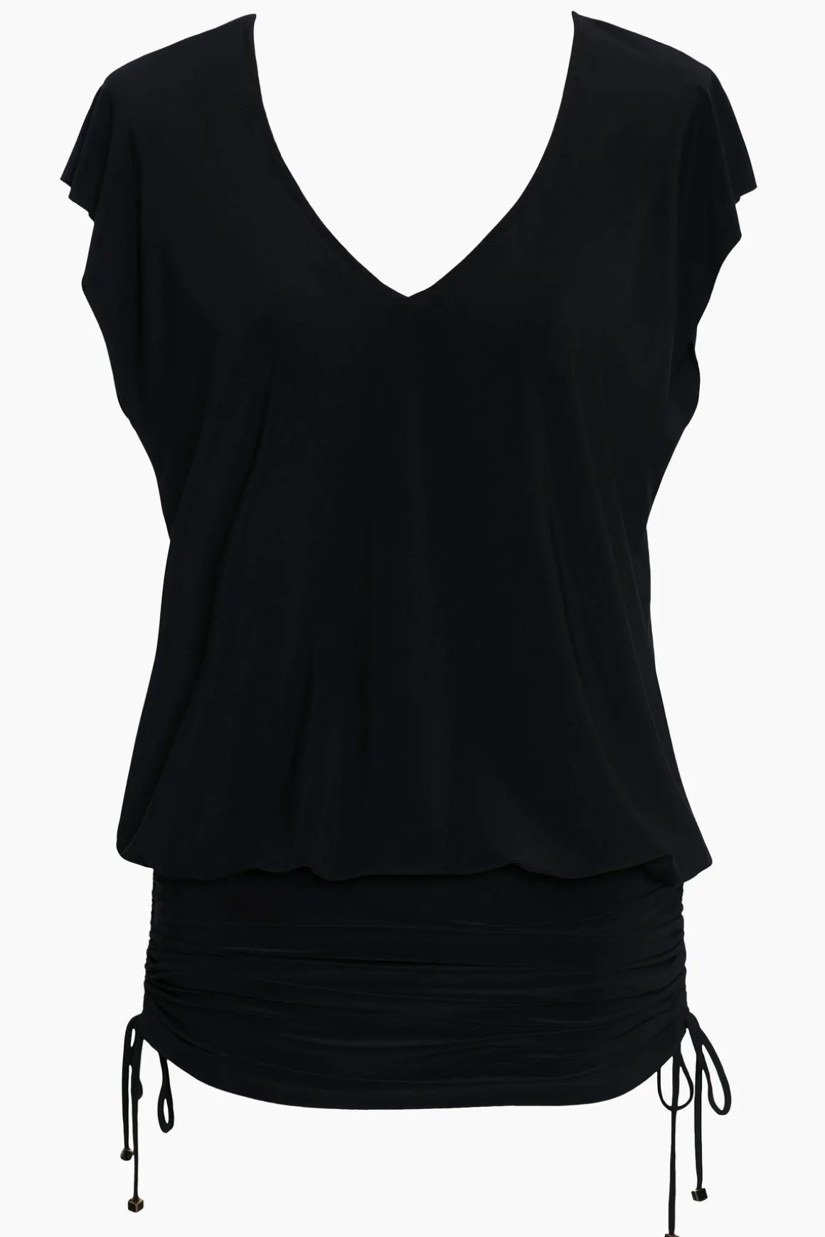 Shirred Beach Dress Swim Cover Up
